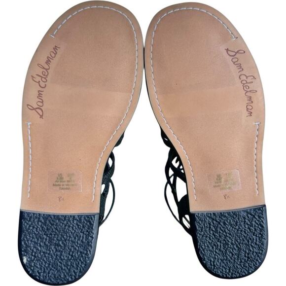 NWT Sam Edelman Tianna Floral Accent Gladiator Sandals Black Woven Women's 8.5 - Picture 15 of 16